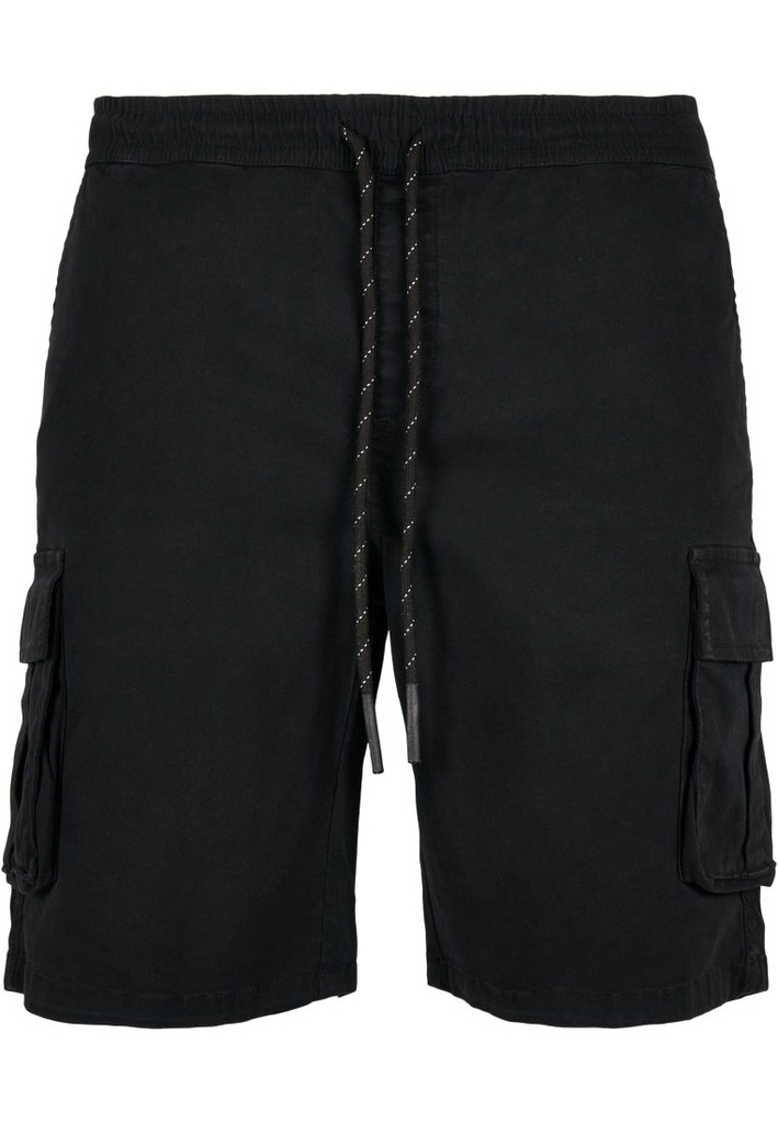 [Drawstring Cargo Shorts-Black S] Drawstring Cargo Shorts-Black (Small)