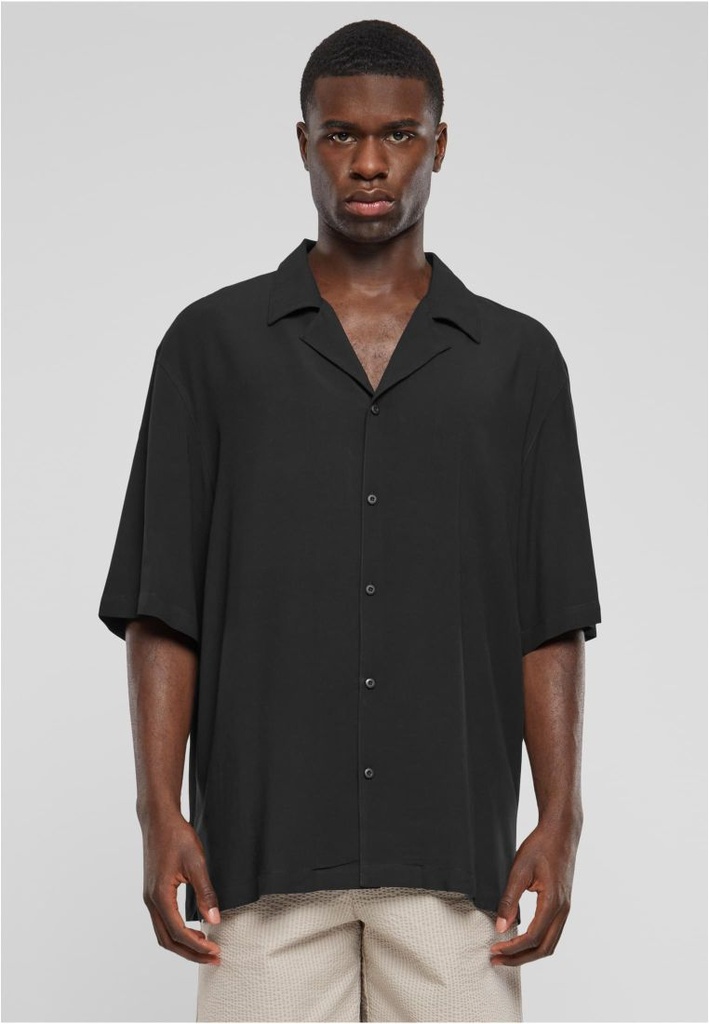 [Loose Viscose Shirt-Black S] Loose Viscose Shirt-Black (Small)