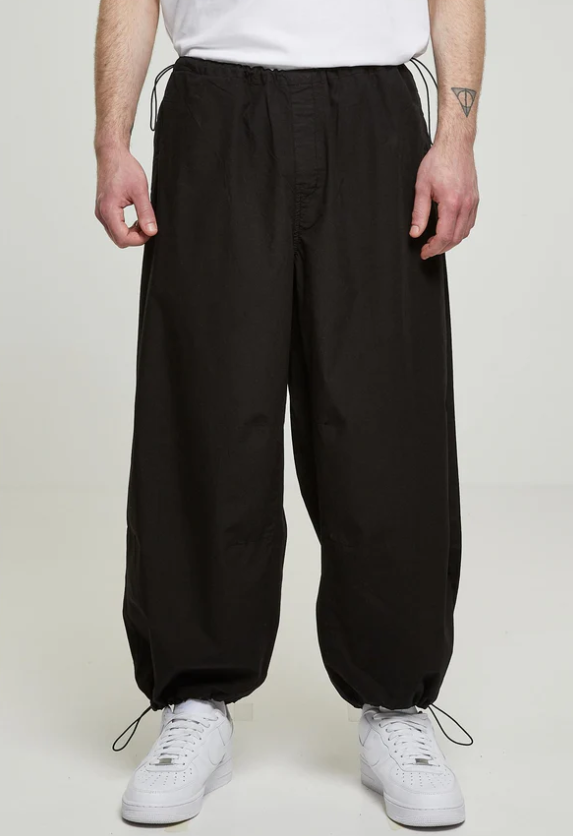 POPLINE PARACHUTE PANTS-BLACK (XSmall)
