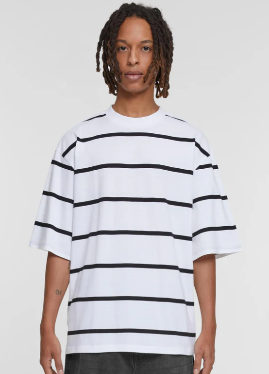 [OVERSIZED STRIPE TEE-WHIBL S] OVERSIZED STRIPE TEE-WHIBL (Small)