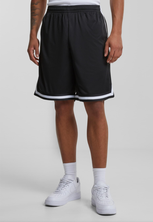 [STRIPES MESH SHORTS-Blk Whts] STRIPES MESH SHORTS-Blk Wht (Small)